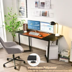 Computertisch mit Spleißbrett & Haken Schreibtisch Bürotisch 160 x 60 x 74 cm Schwarz