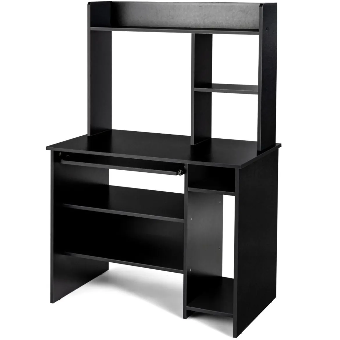 Computertisch Schreibtisch mit Bücherregal & Tastaturablage 91 x 50,5 x 136 cm Schwarz