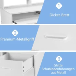 Computertisch Schreibtisch mit Aufbewahrungsschublade & Regal-Aufsatz 90 x 48 x 91,5 cm Weiß