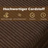 Corduroy 3-Sitzer Sofa Loveseat mit hoher Rückenlehne breiten Armlehnen & tiefem Sitz Braun