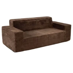Corduroy 3-Sitzer Sofa Loveseat mit hoher Rückenlehne breiten Armlehnen & tiefem Sitz Braun