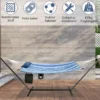 Cosway Hängematte mit Ständer Hängematten-Set mit Kissen 345 x 92,5 x 125 cm Schwarz + Blau