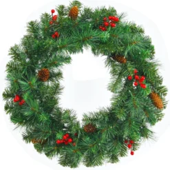 Cosway Künstlicher Beleuchteter Weihnachtskranz mit 110 grünen Zweigen 60 cm