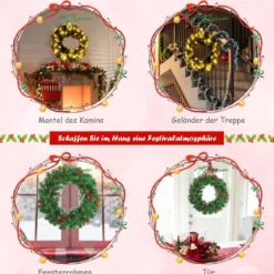 Cosway Künstlicher Beleuchteter Weihnachtskranz mit 110 grünen Zweigen 60 cm