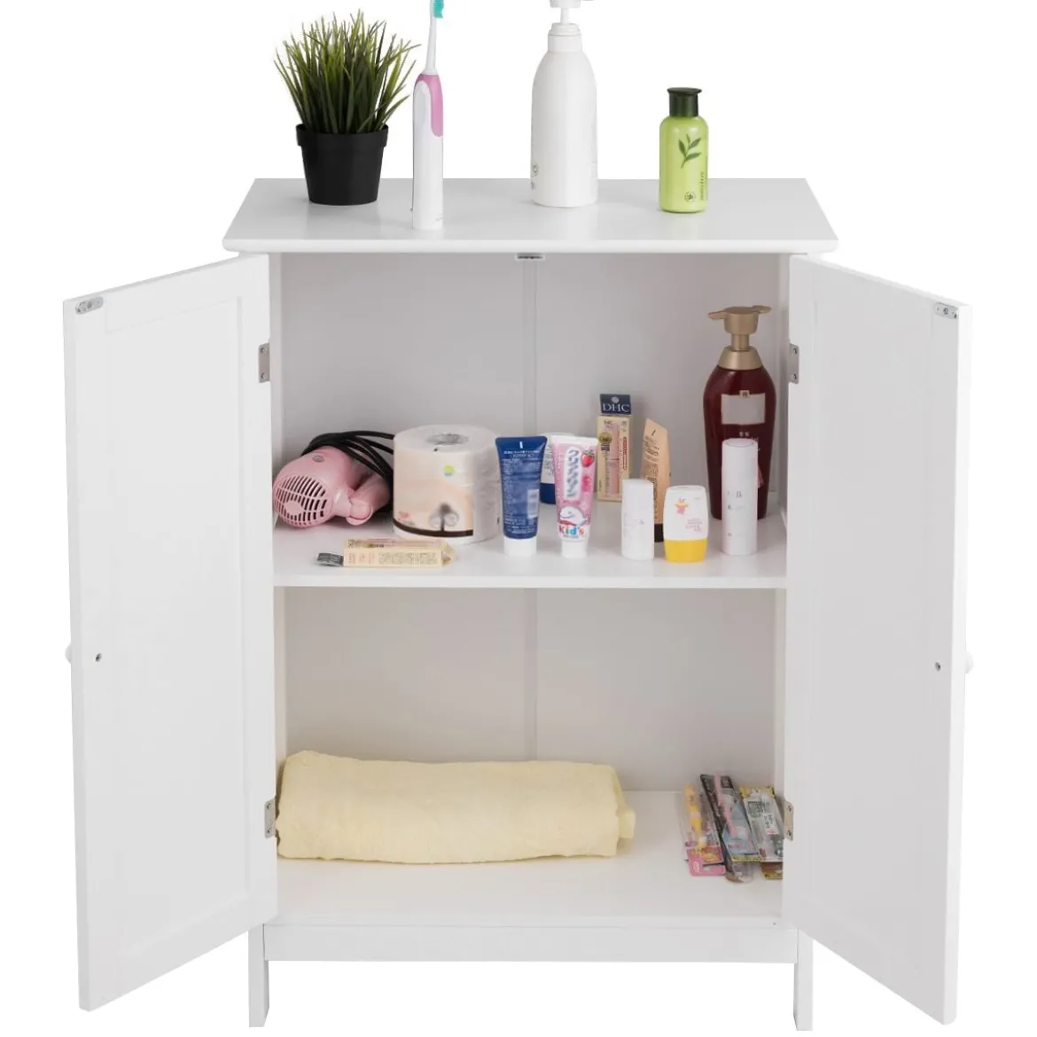 Coswtay Badezimmerschrank Verstellbarer Einlegeboden Badschrank Sideboard Weiß 60 x 35 x 87 cm