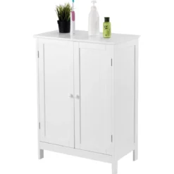 Coswtay Badezimmerschrank Verstellbarer Einlegeboden Badschrank Sideboard Weiß 60 x 35 x 87 cm