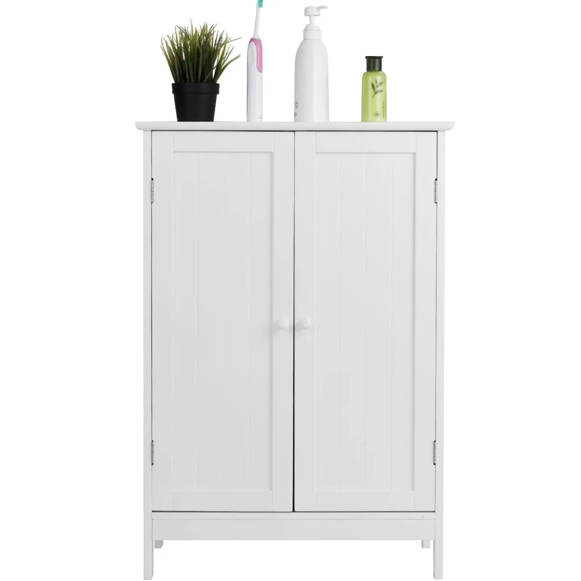Coswtay Badezimmerschrank Verstellbarer Einlegeboden Badschrank Sideboard Weiß 60 x 35 x 87 cm