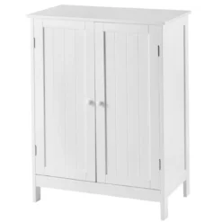 Coswtay Badezimmerschrank Verstellbarer Einlegeboden Badschrank Sideboard Weiß 60 x 35 x 87 cm