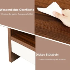 Couchtisch aus Holz 2 Ebenen Wohnzimmertisch mit Ablagefläche 94 x 55 x 35 cm Walnuss + Weiß