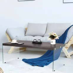 Couchtisch Beistelltisch Wohnzimmertisch Kaffeetisch 110 x 55 x 40 cm Holz und Hartglas