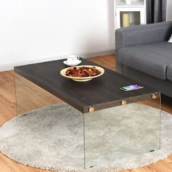 Couchtisch Beistelltisch Wohnzimmertisch Kaffeetisch 110 x 55 x 40 cm Holz und Hartglas
