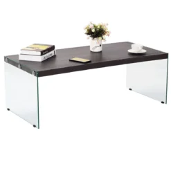Couchtisch Beistelltisch Wohnzimmertisch Kaffeetisch 110 x 55 x 40 cm Holz und Hartglas