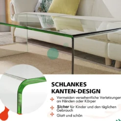 Couchtisch Glastisch U-förmiger Beistelltisch aus Gehärtetem Glas 108 x 50 x 35 cm