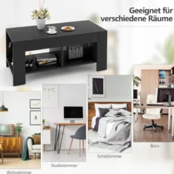 Couchtisch Kaffeetisch Beistelltisch mit 5 Füßen 90 x 39 x 42 cm MDF Schwarz