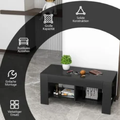 Couchtisch Kaffeetisch Beistelltisch mit 5 Füßen 90 x 39 x 42 cm MDF Schwarz