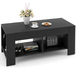 Couchtisch Kaffeetisch Beistelltisch mit 5 Füßen 90 x 39 x 42 cm MDF Schwarz