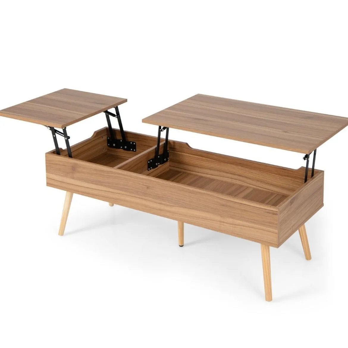Couchtisch mit Anhebbarer Tischplatte Sofatisch mit Pneumatischen Stangen 120 x 49 x 42 cm Braun 5-Bein-Unterstützung