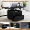 Couchtisch mit Höhenverstellbarer Platte 3-in-1 klappbarer Esstisch mit verstecktem Stauraum Schwarz