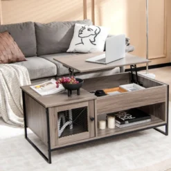 Couchtisch mit Hubplatte Mitteltisch mit Pneumatischer Hebevorrichtung 106 x 55 x 44,5 cm Grau