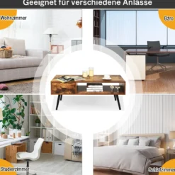 Couchtisch mit Schublade und Stauraum Kaffeetisch Sofatisch aus Holz 109 x 55 x 44,5 cm Braun