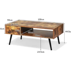 Couchtisch mit Schublade und Stauraum Kaffeetisch Sofatisch aus Holz 109 x 55 x 44,5 cm Braun