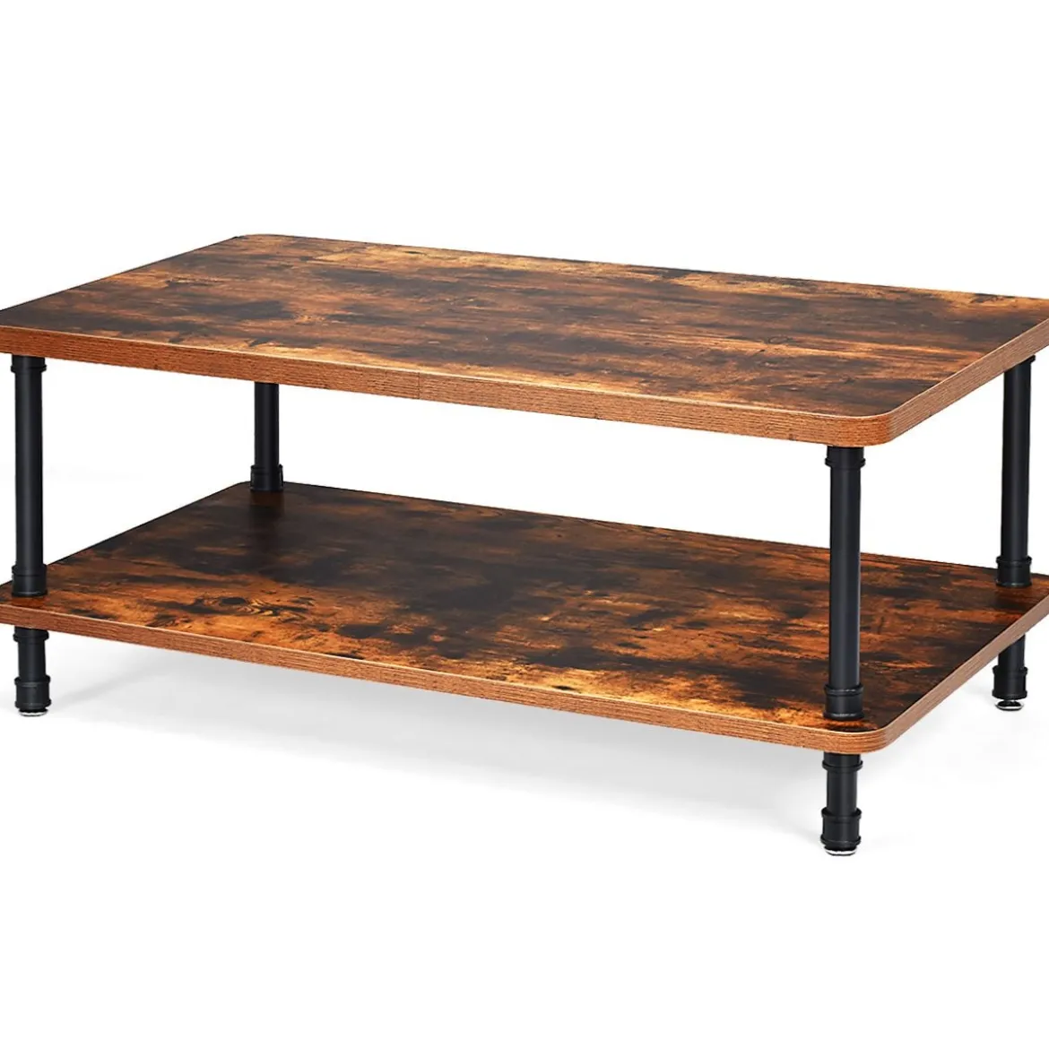 Couchtisch Nostalgie Sofatisch mit dicker Tischplatte 110 x 60 x 45 cm Braun
