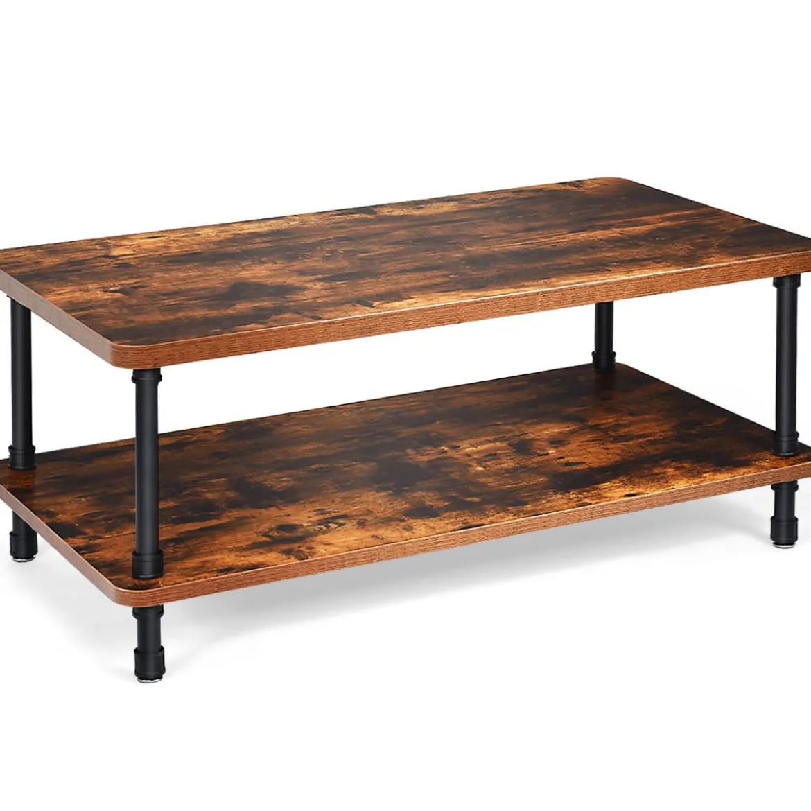 Couchtisch Nostalgie Sofatisch mit dicker Tischplatte 110 x 60 x 45 cm Braun