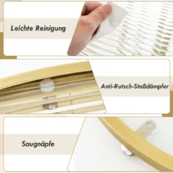 Couchtisch Rund Wohnzimmertisch mit 2 Glasplatten & Drehbares Metallgestell transformierbar Gesamttragfähigkeit von 30 kg
