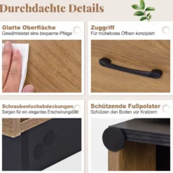Couchtisch Wohnzimmertisch mit Ausziehbarer Schublade & Verstecktem Geheimfach Rechteckiger Kaffeetisch