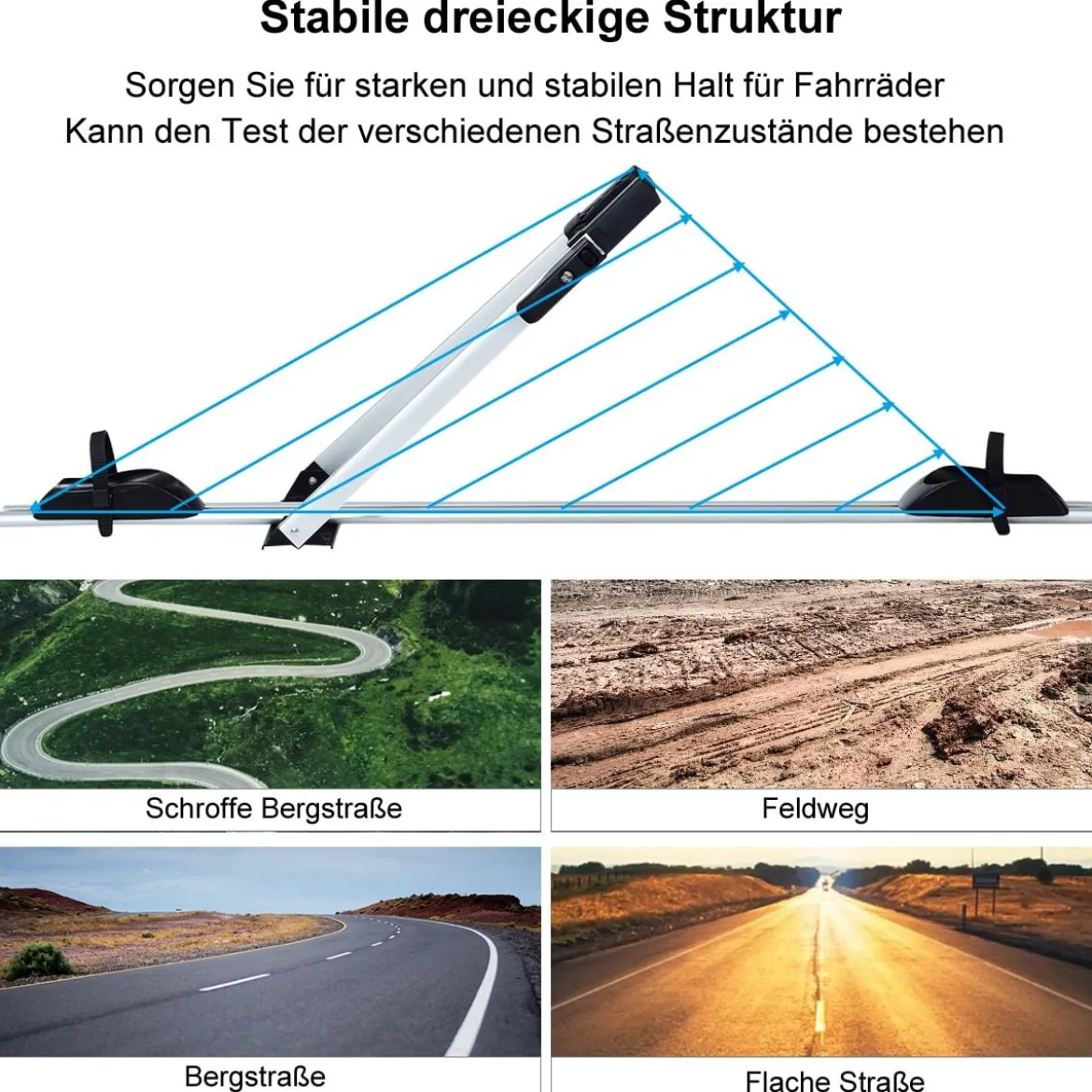 Dachfahrradträger für 1 Fahrrad mit Diebstahlsicherung Rostschutz-Aluminiumlegierung Universalhalterung