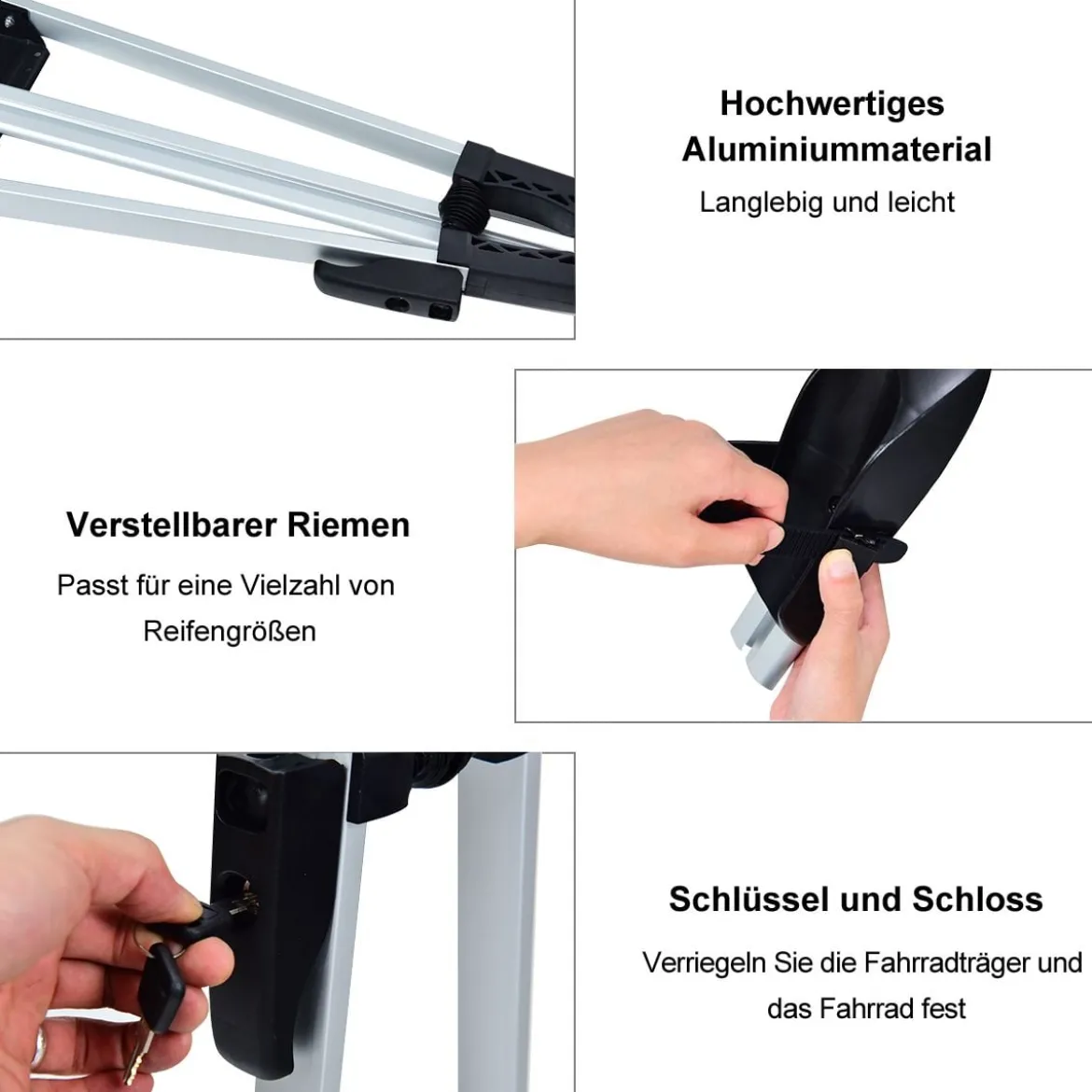 Dachfahrradträger für 1 Fahrrad mit Diebstahlsicherung Rostschutz-Aluminiumlegierung Universalhalterung