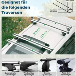 Dachgepäckträger Hartschalen-Autohalterung Aufbewahrungskoffer mit Sicherheitsschlüsseln Schwarz