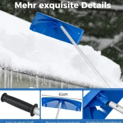 Dach Schneeräumer mit Rollen & Kunststoff Schneeschild Dachschneeräumer Schneeschaufel