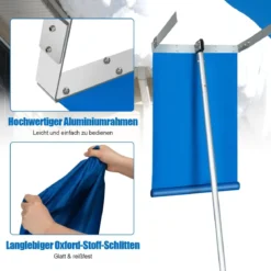 Dach-Schneeschaufel Schneeräumungswerkzeug aus Aluminium mit 3 Verlängerungsstangen Silber+ Blau