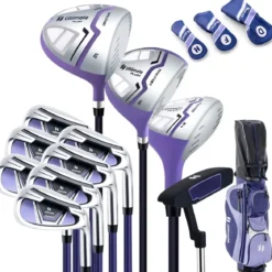 Damen Golfschläger Set 11 teilige Golfschlägersätze rechtshändig mit Regenhaube Lila