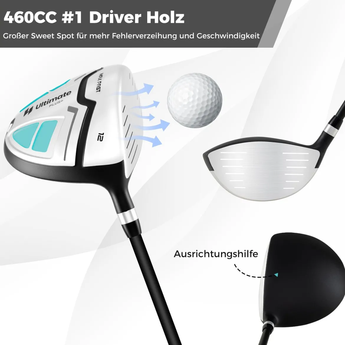 Damen Komplett Golfschläger Set 15 Teilges Golf Set Rechtshänder mitGolftasche & Regenhaube Grün