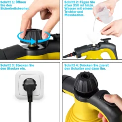 Dampfreiniger Handgerät 9-teiliges Zubehör-Set und sicheres Design Dampfreinigen Gelb
