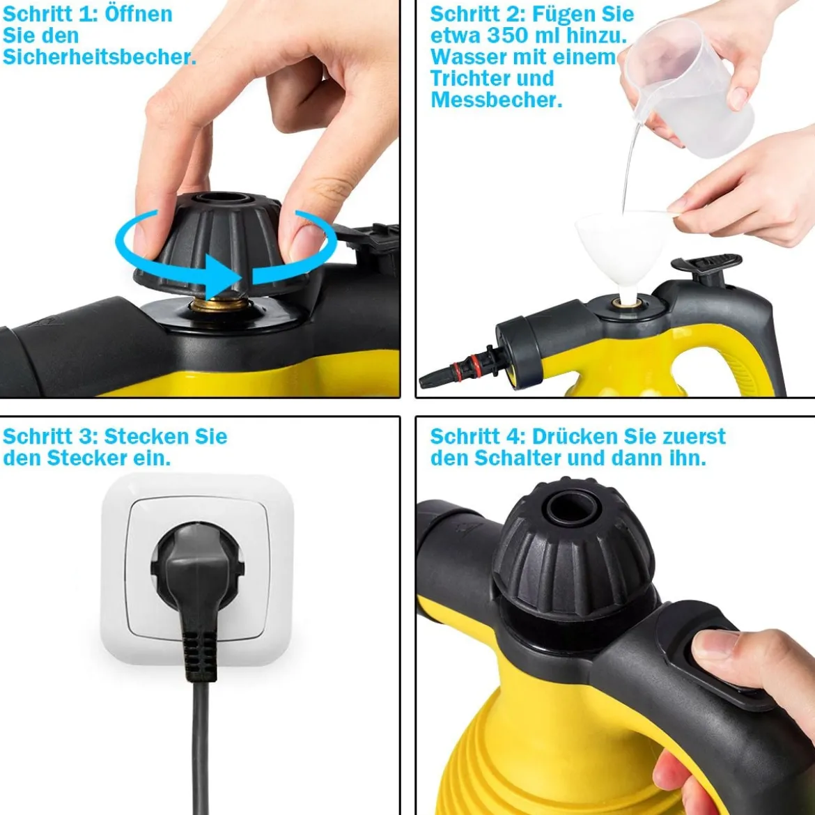 Dampfreiniger Handgerät 9-teiliges Zubehör-Set und sicheres Design Dampfreinigen Gelb