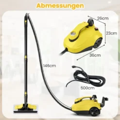Dampfreiniger 2000W Dampfdruck: 5 bar Tank: 1,8L Temperatur: bis zu 160℃ Gelb/Weiß