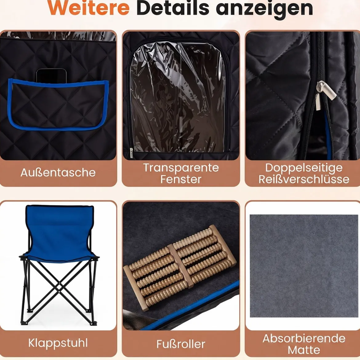 Dampfsauna Tragbar Heimsauna mit 9 Temperaturstufen Saunazelt mit Fernbedienung & Timer Schwarz