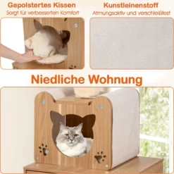 Deckenhoch Kratzbaum mit Katzenhaus Katzenbaum von Boden bis Decke Kletterbaum