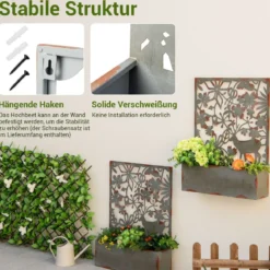 Dekorative erhöhte Gartenbeet-Set mit 2 Stück Metallhochbeete 60 x 17 x 80 cm Rost