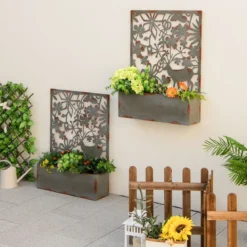 Dekorative erhöhte Gartenbeet-Set mit 2 Stück Metallhochbeete 60 x 17 x 80 cm Rost