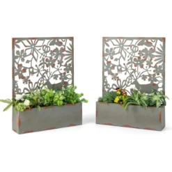 Dekorative erhöhte Gartenbeet-Set mit 2 Stück Metallhochbeete 60 x 17 x 80 cm Rost
