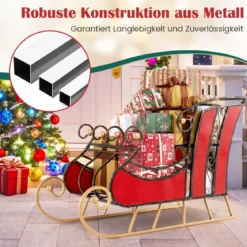 Deko Schlitten aus Metall Weihnachtsschlitten für Weihnachten 93 x 41 x 59 cm Rot