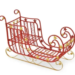 Deko Schlitten für Weihnachten Metallschlitten Weihnachtsdeko 99 x 36 x 61 cm Rot