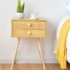 Design Nachttisch Ablagetisch Couchtisch mit Zwei Schubladen Natur