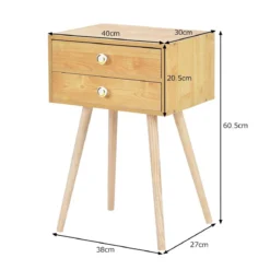Design Nachttisch Ablagetisch Couchtisch mit Zwei Schubladen Natur