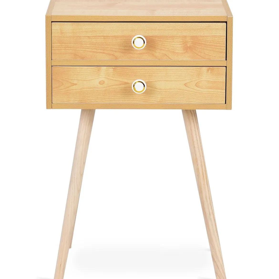 Design Nachttisch Ablagetisch Couchtisch mit Zwei Schubladen Natur