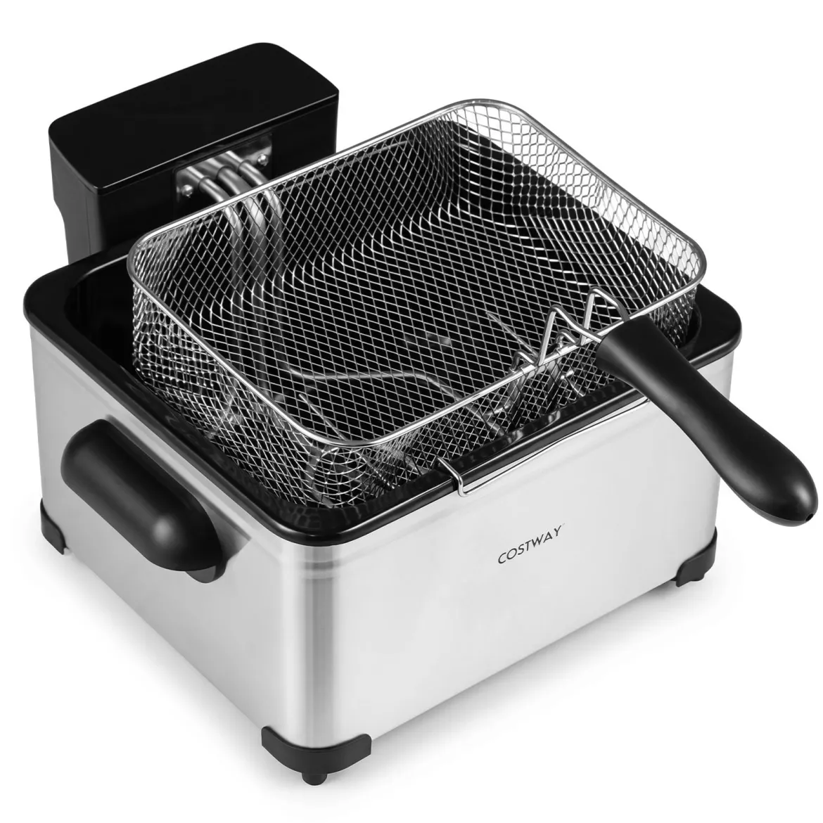 Digitale Fritteuse mit Öl 5 L 1700 W Edelstahl Frittiertopf Pommes mit 3 Körben & 6 Programmen